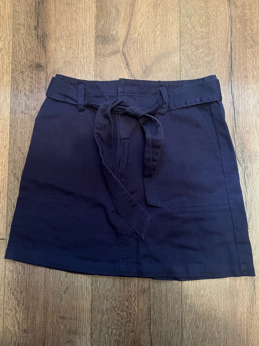 Navy Tie-Waist Skirt